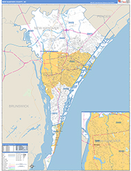 New Hanover County, NC Wall Map Zip Code Basic Style 2026